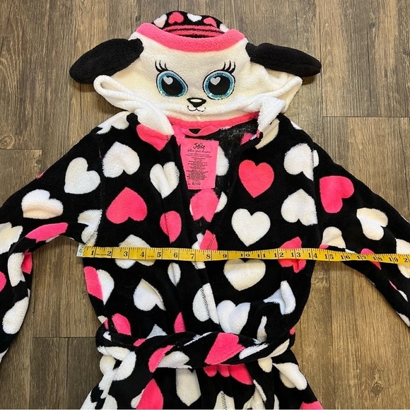 Justice Kids Pink Hearted Fleece Hooded Animal Ears Robe Size 8/10 - Picture 9 of 9